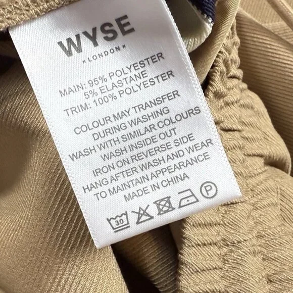 Wyse London Anya Cuffed Joggers $280 Tan Side Stripe Pants Stretch Size Small 2R